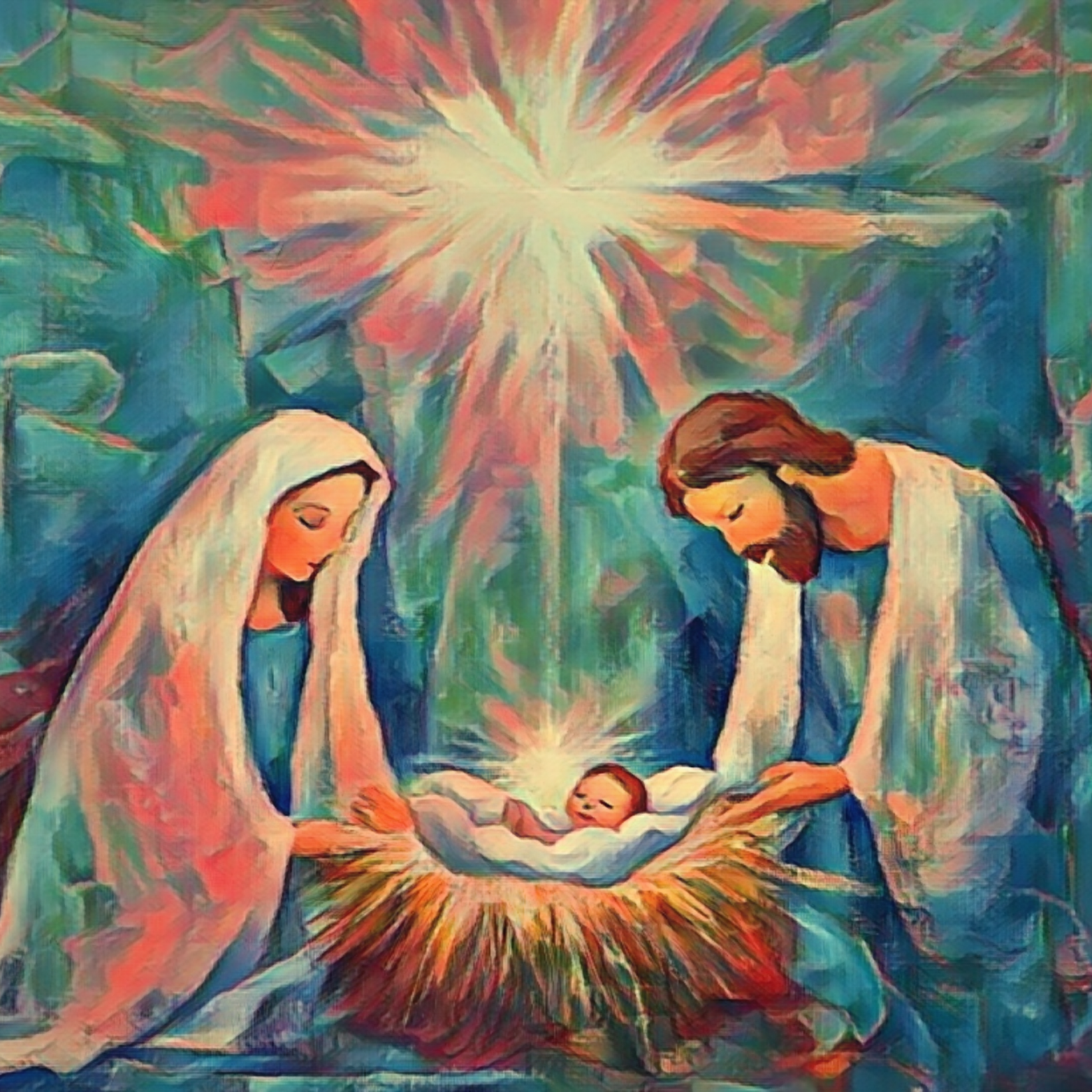 Rainbow Jesus Manger Magnet