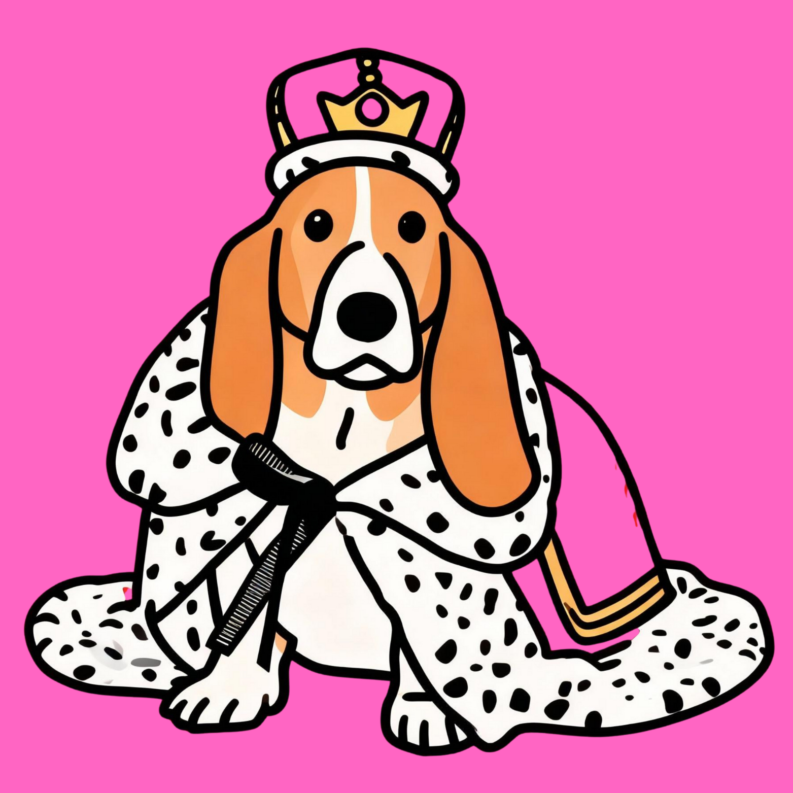 Pink Basset Hound Cartoon Magnet