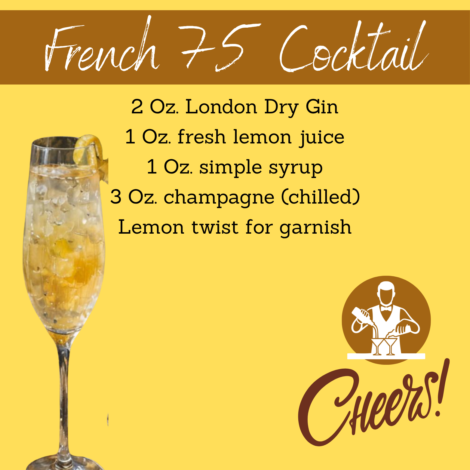 French 75 Cocktail Magnet