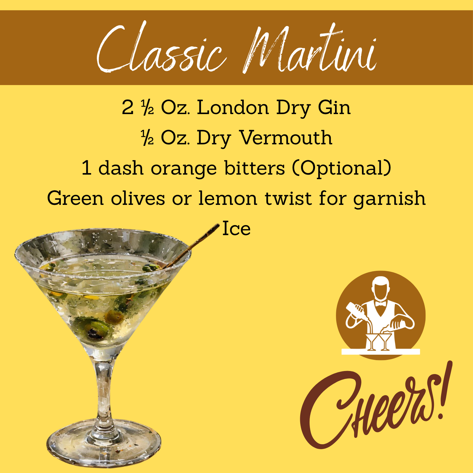 Classic Martini Cocktail Magnet