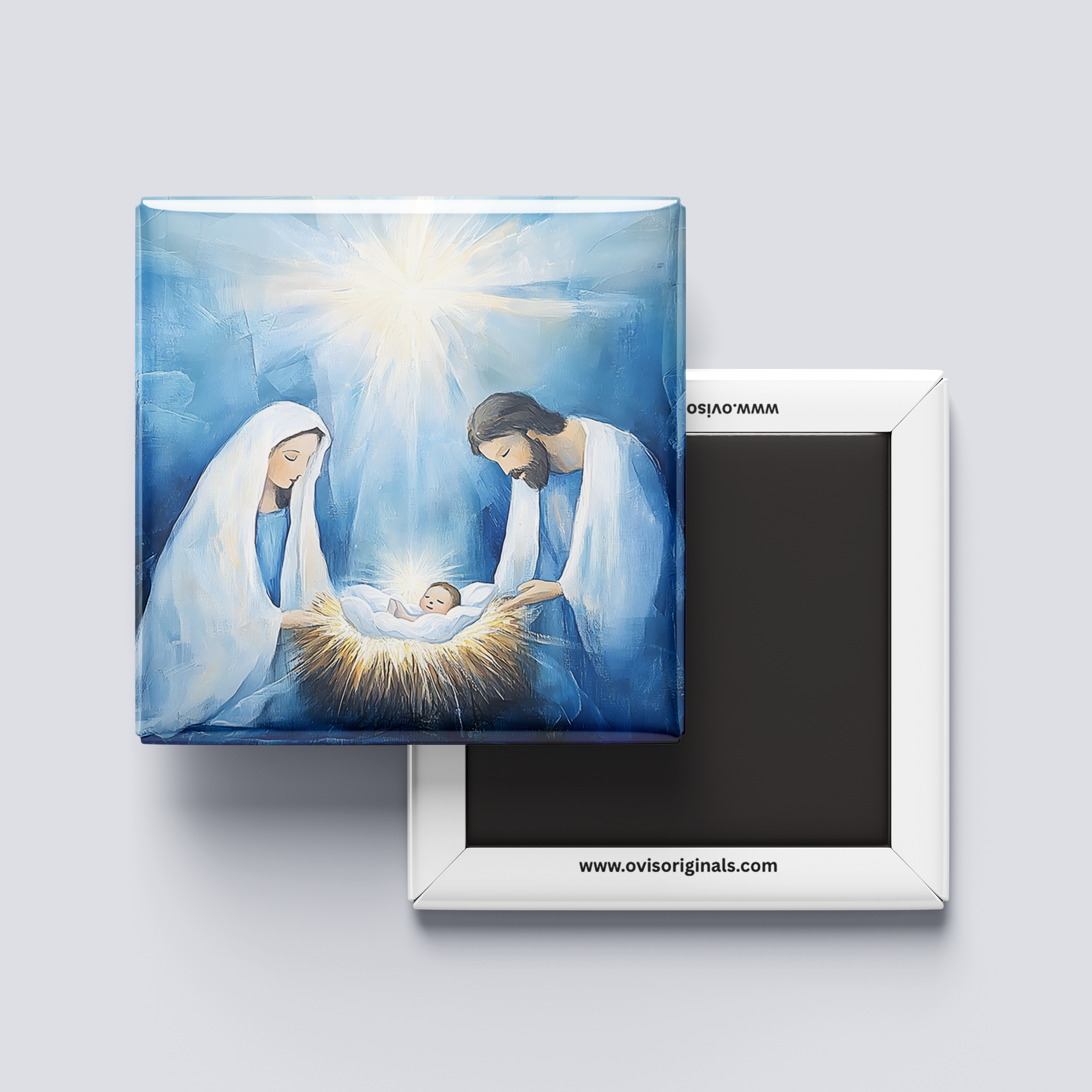 Bright Blue Jesus Manger Magnet