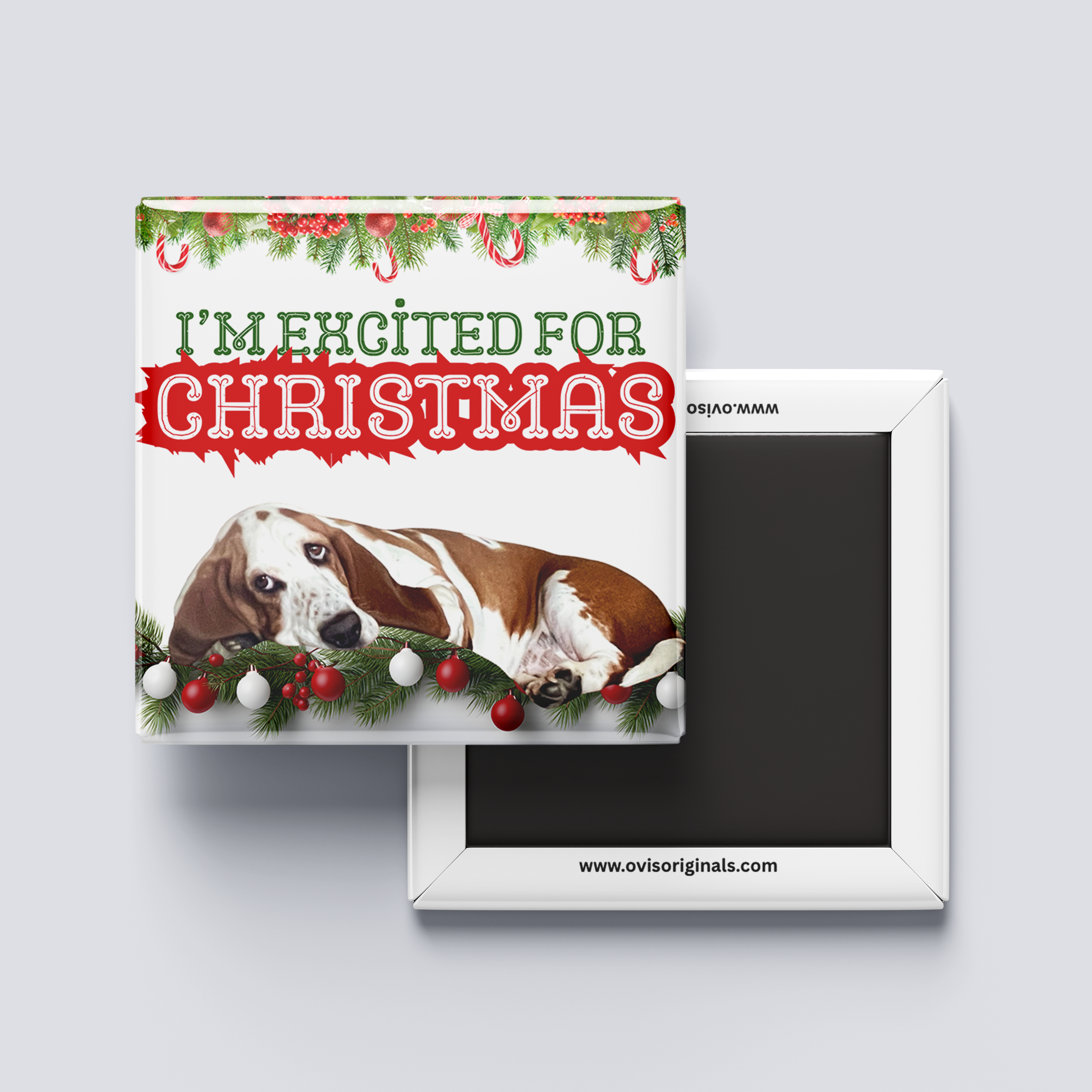 Christmas Basset Hound Magnet