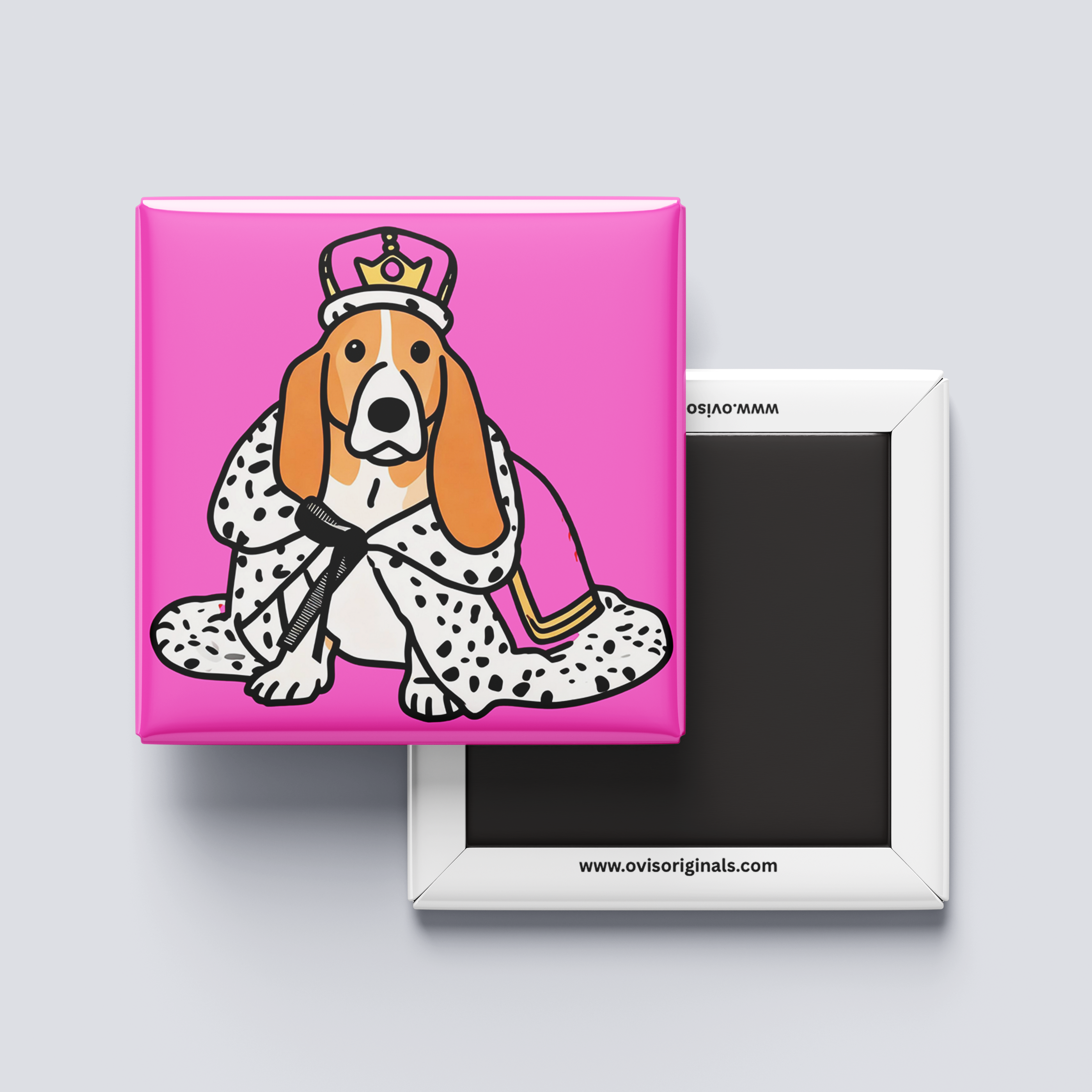 Pink Basset Hound Cartoon Magnet