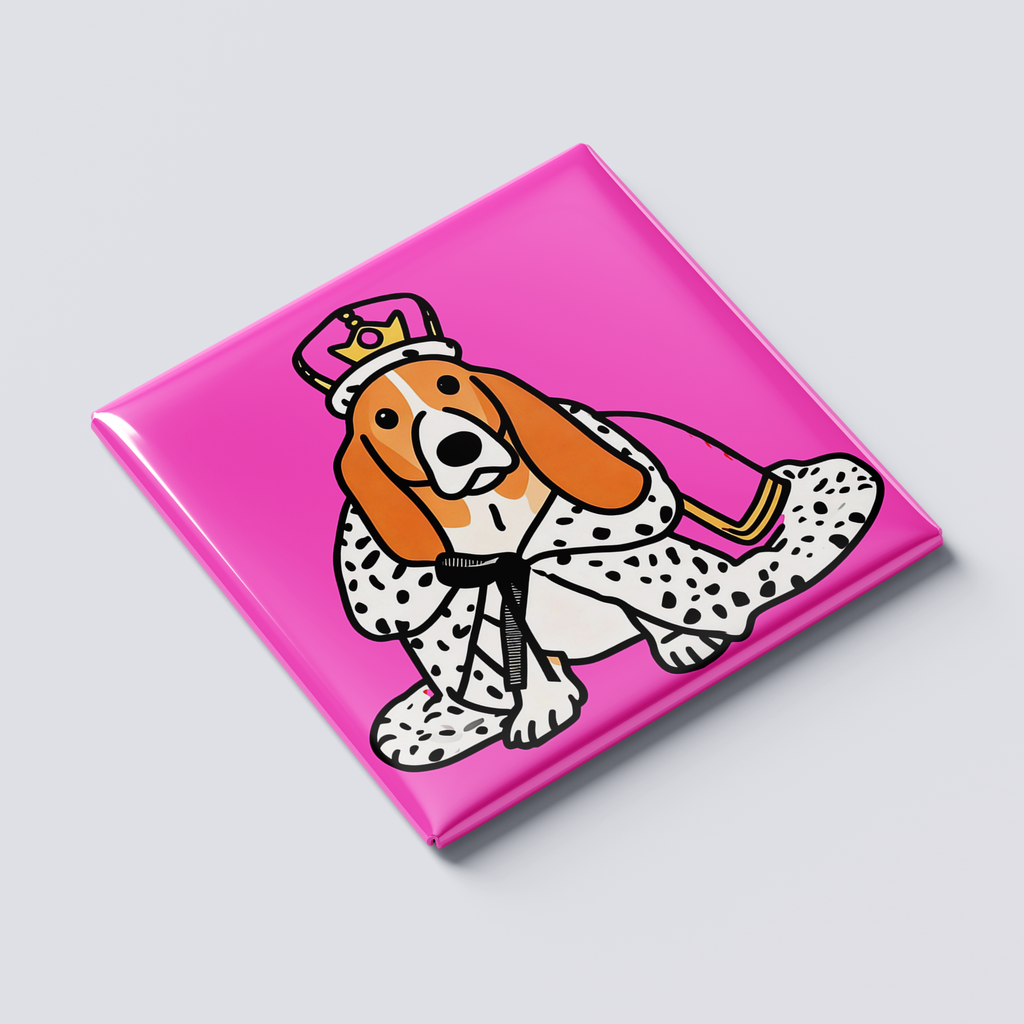 Pink Basset Hound Cartoon Magnet