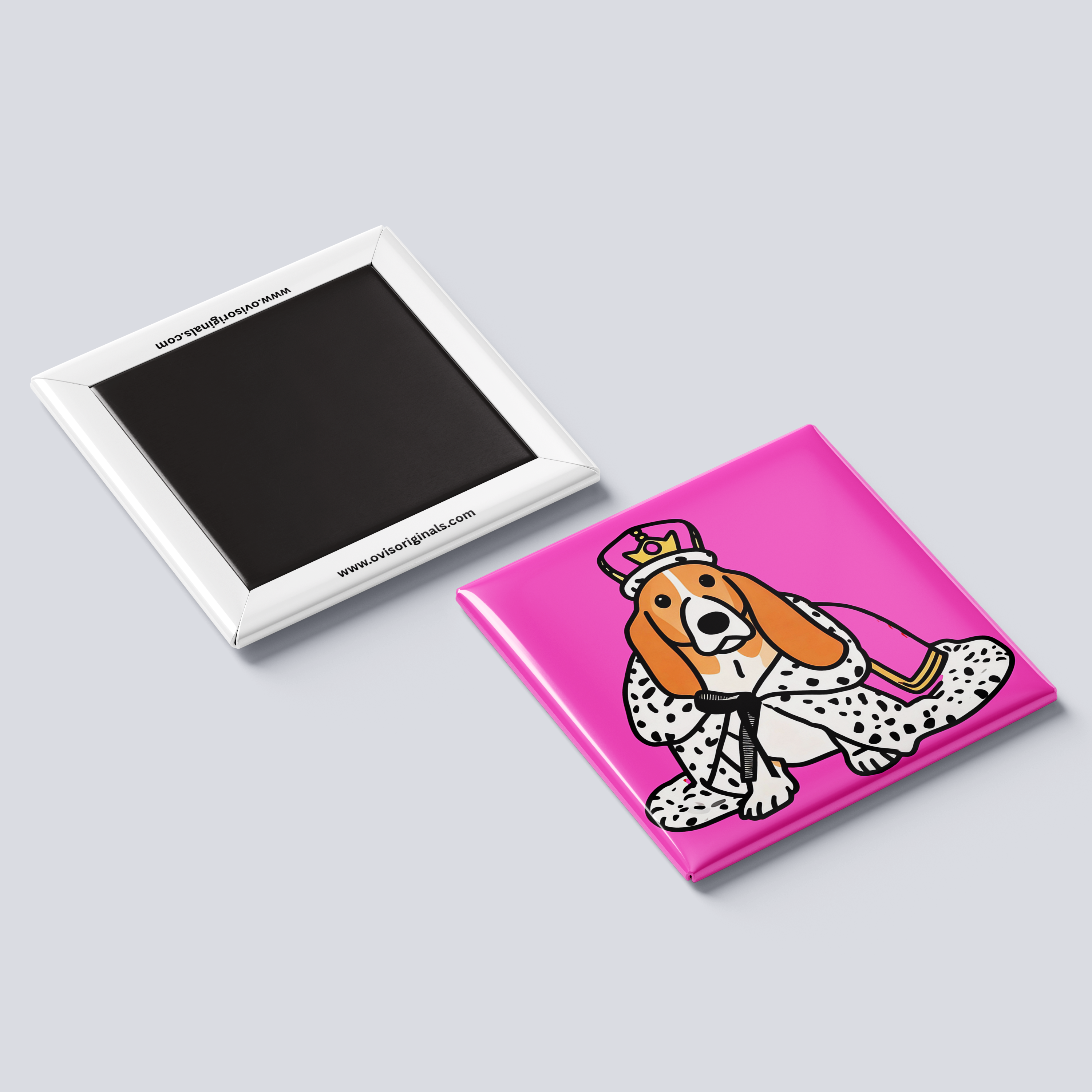 Pink Basset Hound Cartoon Magnet