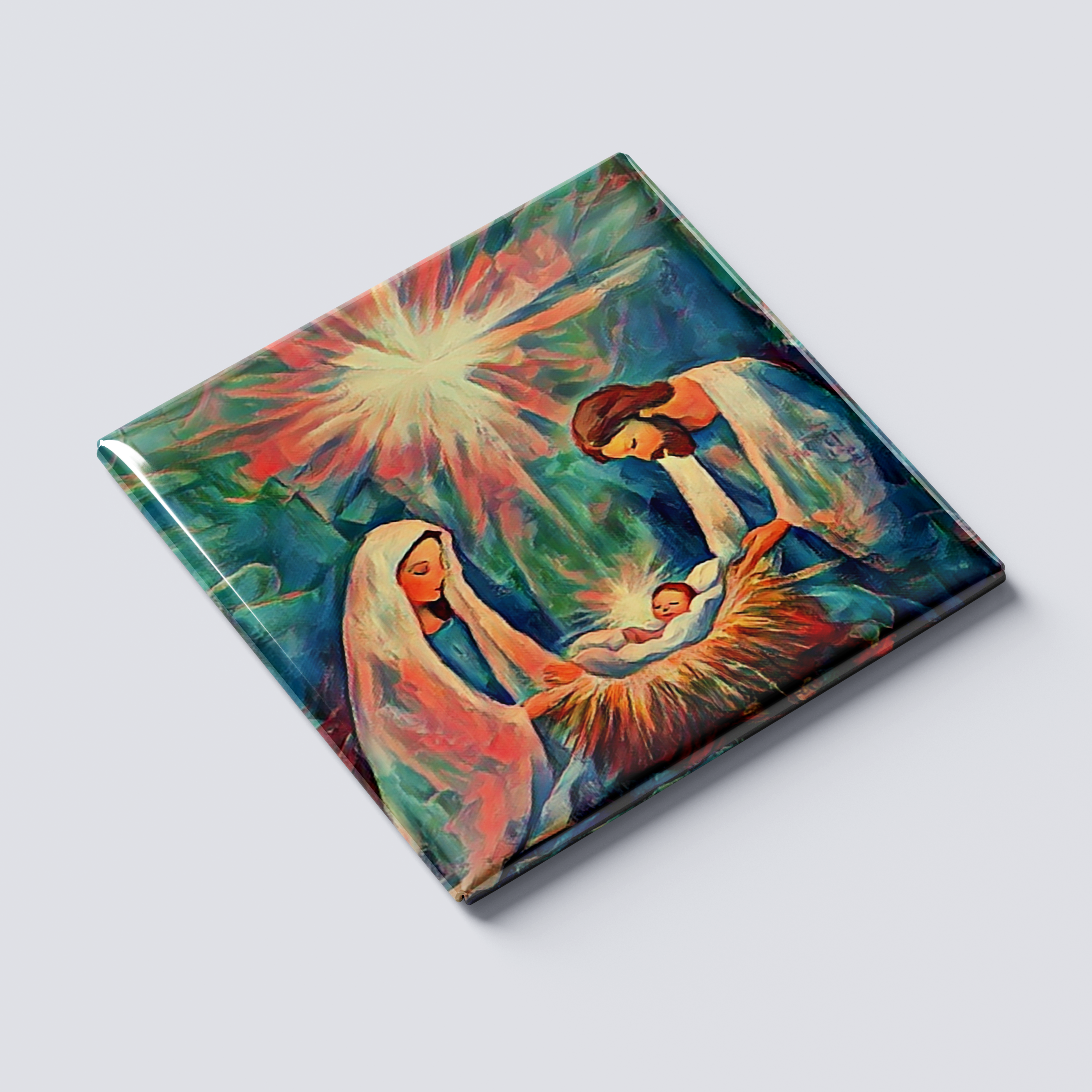 Rainbow Jesus Manger Magnet