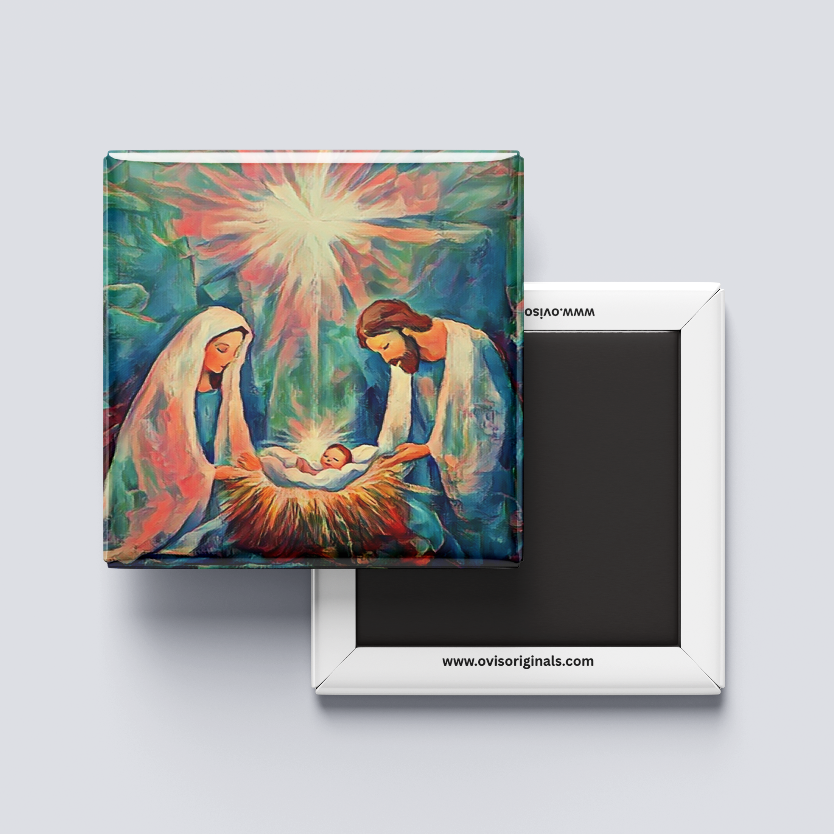 Rainbow Jesus Manger Magnet