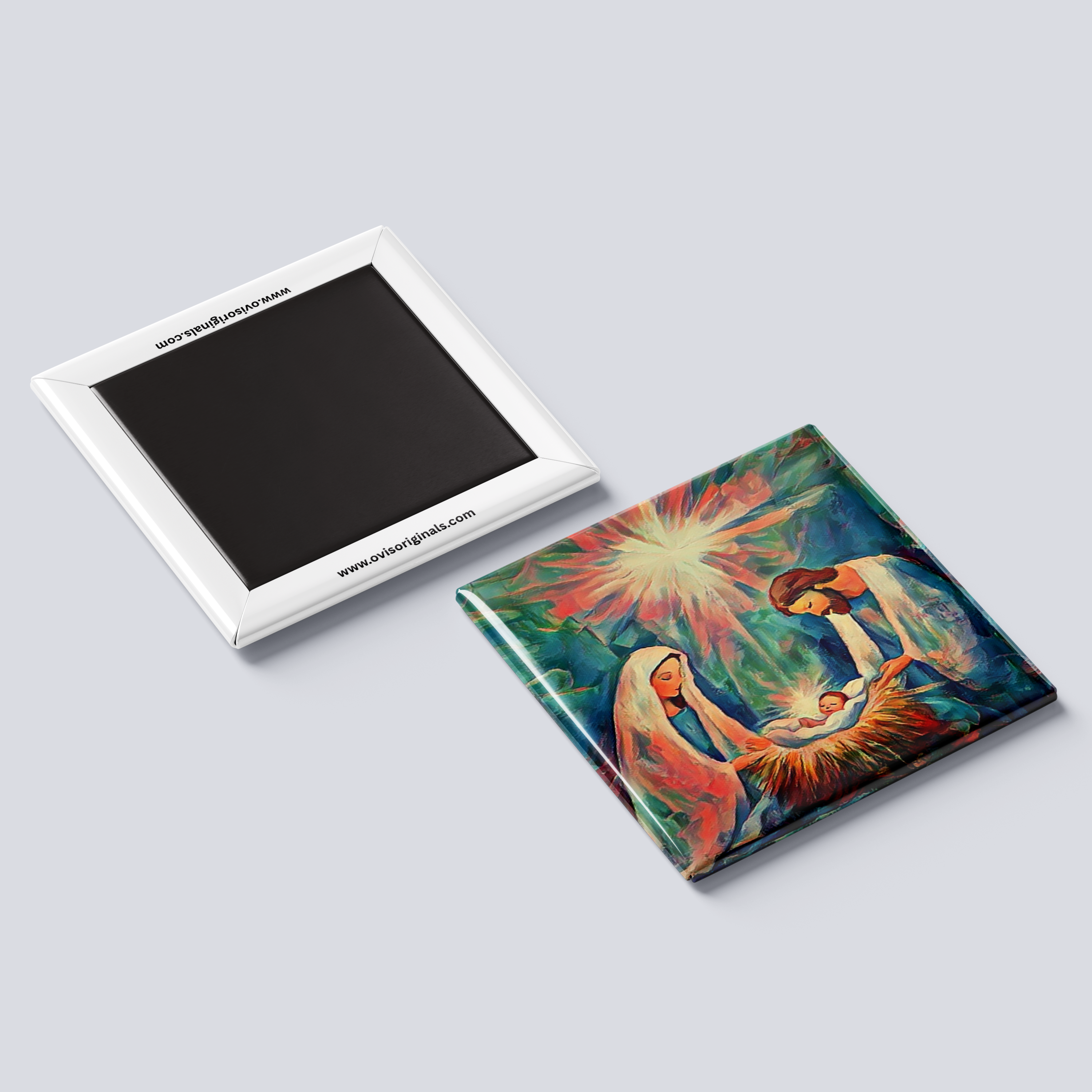 Rainbow Jesus Manger Magnet